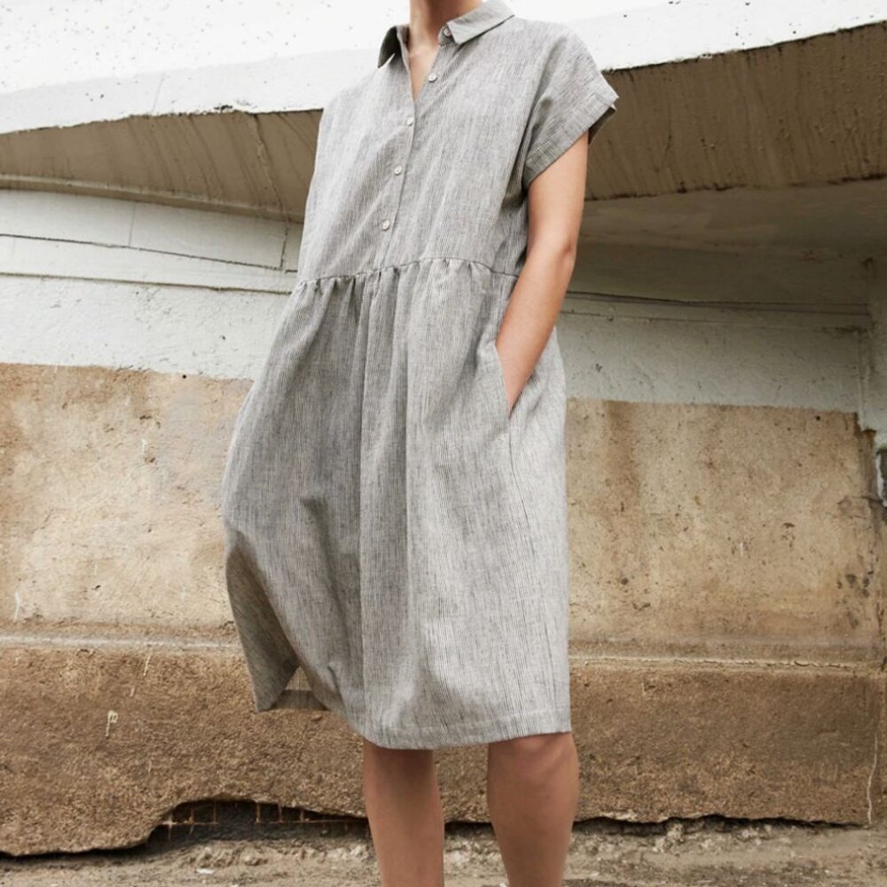 Eve Gravel Linen Shirt Dress